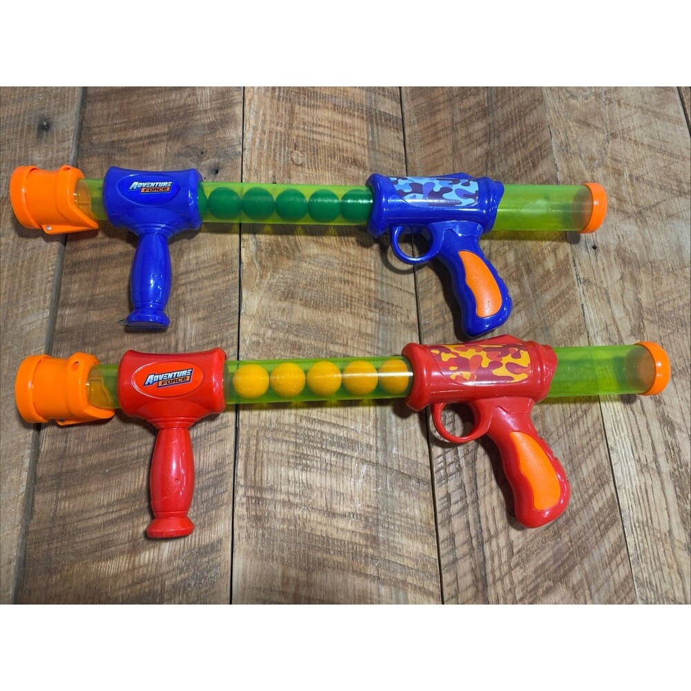 2 ADVENTURE FORCE POP AND BOP Toy Blasters Red Blue
